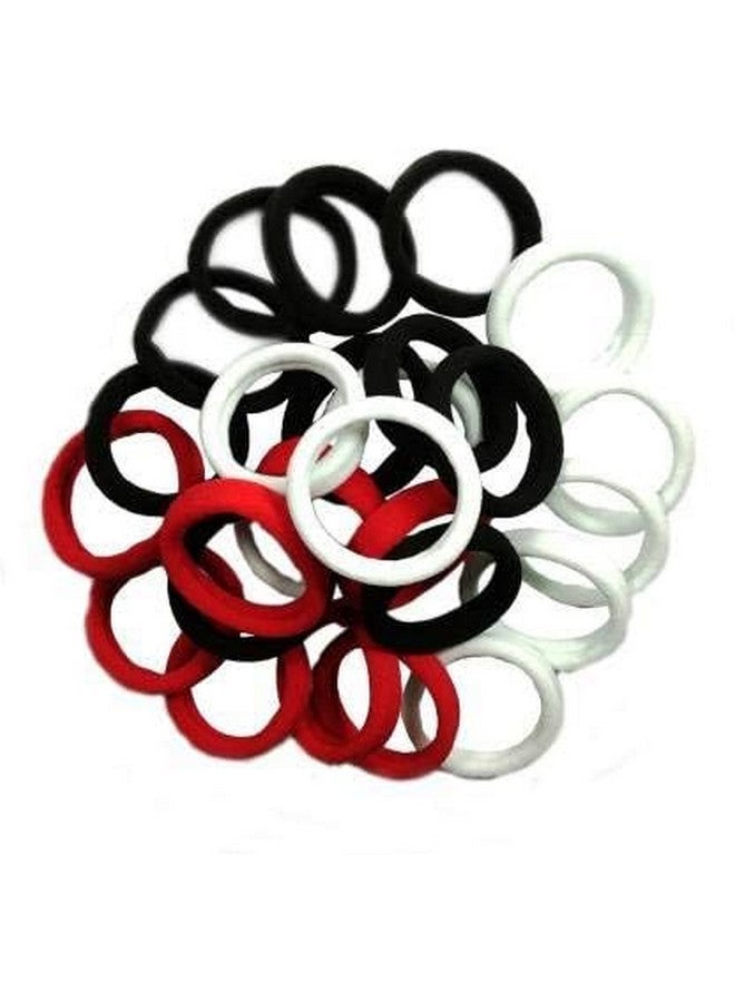 SUN Ring SUNRING Thick Cotton Hair Rubber Bands, Durable Elastic Ties, Ponytail Holders, Hair Accessories for Women and Girls - Red/White/Black (Pack of 100 Pcs) (Pack of 100, Red Black White) - Image 4