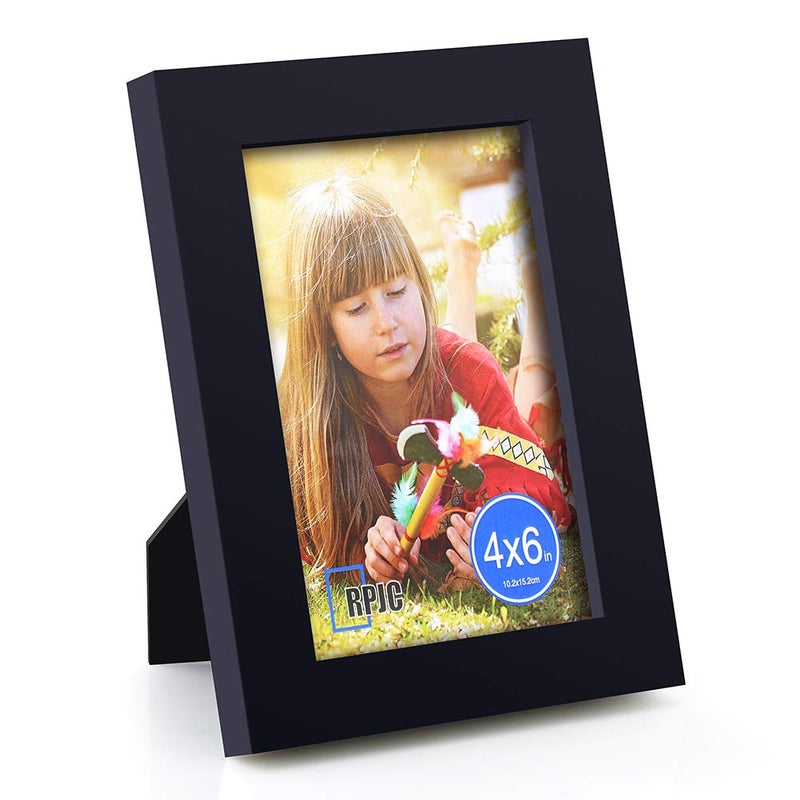 RPJC RPJC 4x6 inch Picture Frames Made of Solid Wood High Definition Glass for Table Top Display and Wall Mounting Photo Frames Black