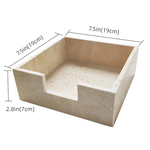 Jusmioke Travertine Marble Napkin Holder 7.5 Inchs for Table,Stone Flat Napkin Dispenser for Kitchen Restaurant Dining Room Countertop Decor - Image 2