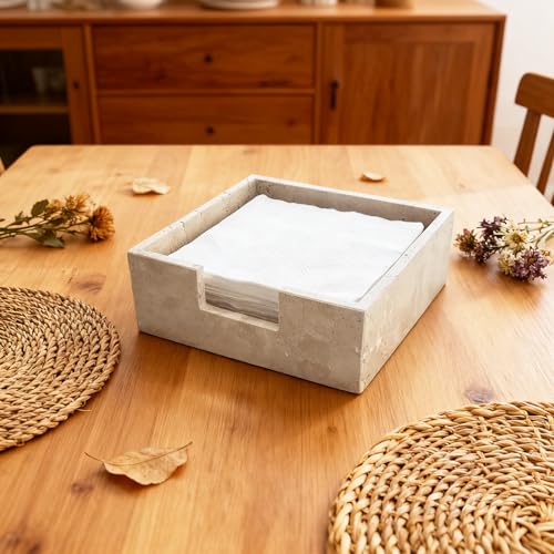 Jusmioke Travertine Marble Napkin Holder 7.5 Inchs for Table,Stone Flat Napkin Dispenser for Kitchen Restaurant Dining Room Countertop Decor - Image 5