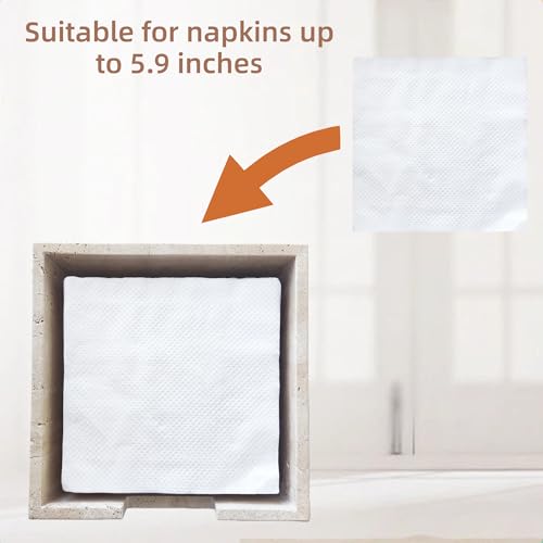 Jusmioke Travertine Marble Napkin Holder 7.5 Inchs for Table,Stone Flat Napkin Dispenser for Kitchen Restaurant Dining Room Countertop Decor - Image 3