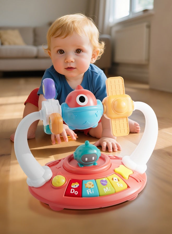 Soft Touch Toddler Musical Toy, Light Up Toy, Baby Musical Keyboard with Toy Rack, Early Educamional Montessori Toys for Babies, Baby Montessori Developmental Toy for 18 Months+ Toddler (Red) - Image 3