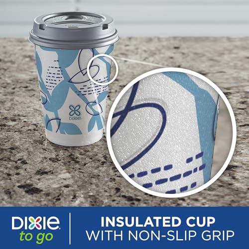 Dixie To Go Paper Coffee Cups With Lids, 12 oz, 26 ct, Disposable Insulated Paper Cups for On-The-Go Hot or Cold Beverages - Image 5