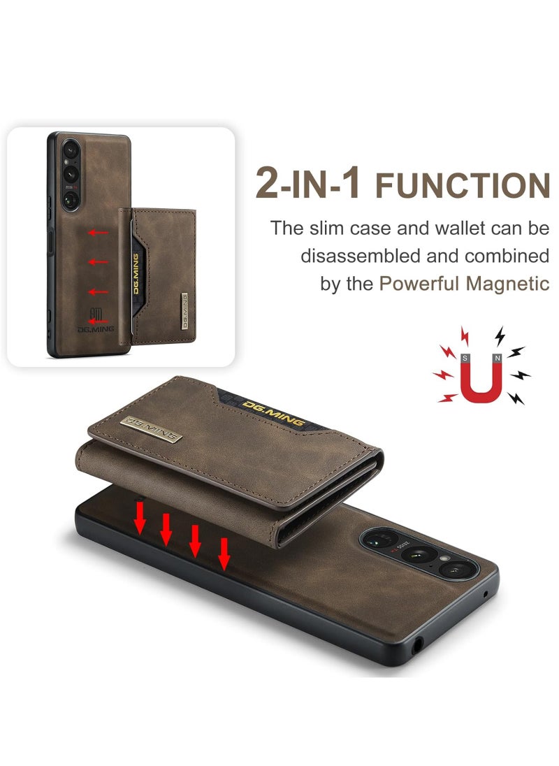 Dg Ming 2-in-1 Detachable Wallet Case Compatible with Sony Xperia 1 V with Pocket Card Holder Slim Filt Magnetic Protective Back Cover 6.5-inch  - Image 2