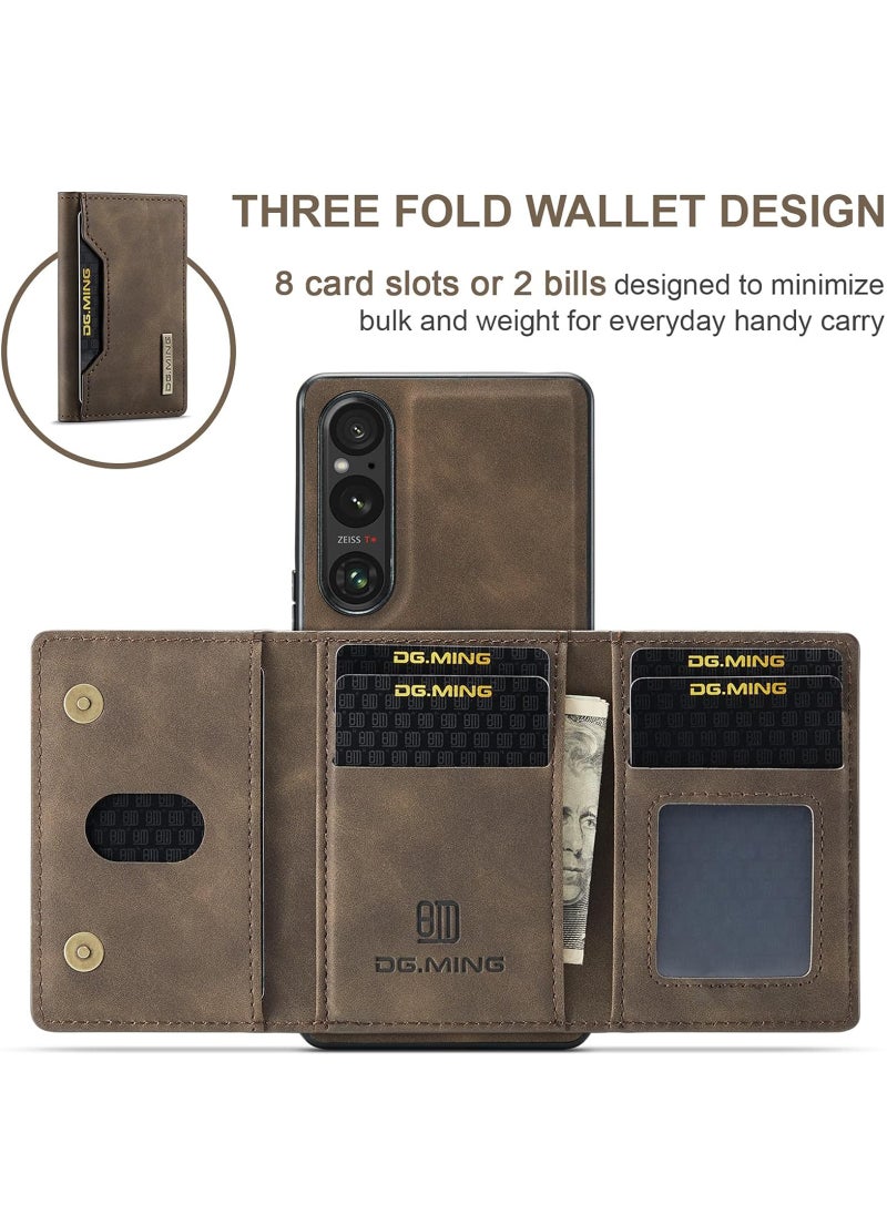Dg Ming 2-in-1 Detachable Wallet Case Compatible with Sony Xperia 1 V with Pocket Card Holder Slim Filt Magnetic Protective Back Cover 6.5-inch  - Image 4
