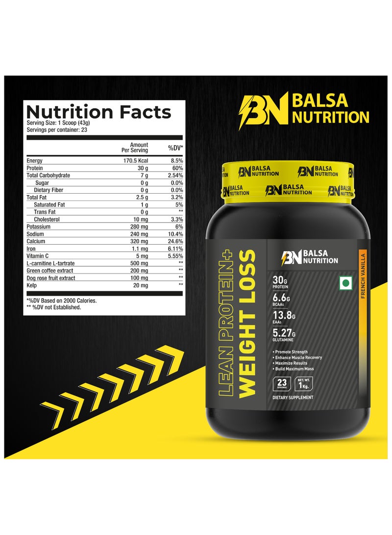Balsa Nutrition Lean Protein + Weight Loss Powder, French Vanilla - 1kg (23 Serving)  - Image 2