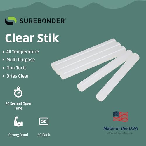 Surebonder Full Size All Purpose Clear 4" Hot Glue Sticks - 50 Pack DT-50 - Image 2