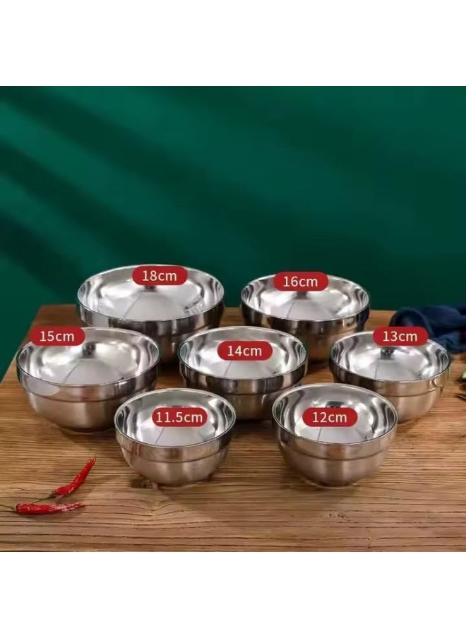 BPA - Souqoon- Dinner Serving Stainless Steel Double Walled Noodle Bowl Heat Insulated Rice Soup Bowls (Pack Of 5) - Image 1