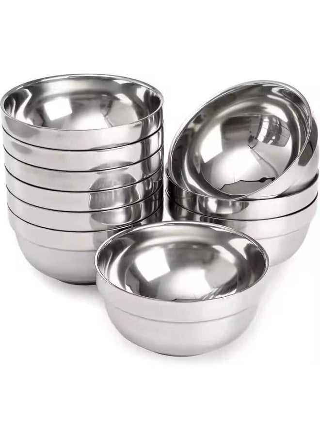 BPA - Souqoon- Dinner Serving Stainless Steel Double Walled Noodle Bowl Heat Insulated Rice Soup Bowls (Pack Of 5) - Image 1