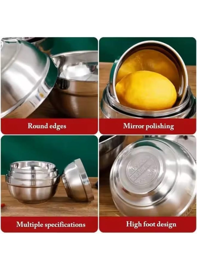 BPA - Souqoon- Dinner Serving Stainless Steel Double Walled Noodle Bowl Heat Insulated Rice Soup Bowls (Pack Of 5) - Image 1