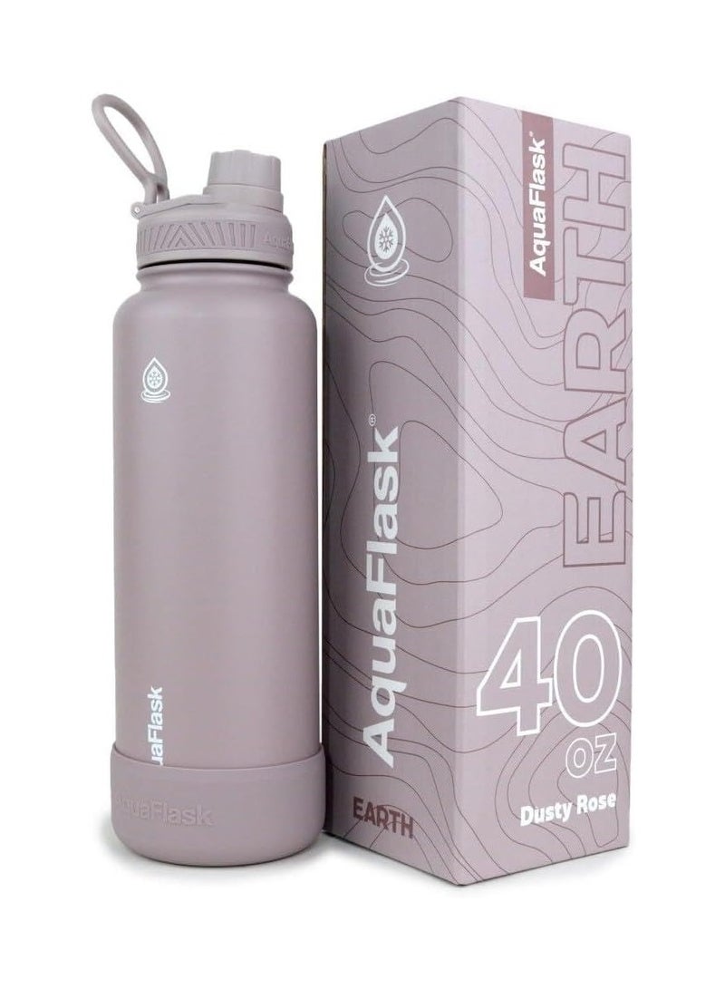 AquaFlask Earth Collection Water Bottle, 1.18L, Vacuum Insulated Stainless Steel, Double-Wall Leak-Proof Wide Mouth, Dusty Rose - Image 2