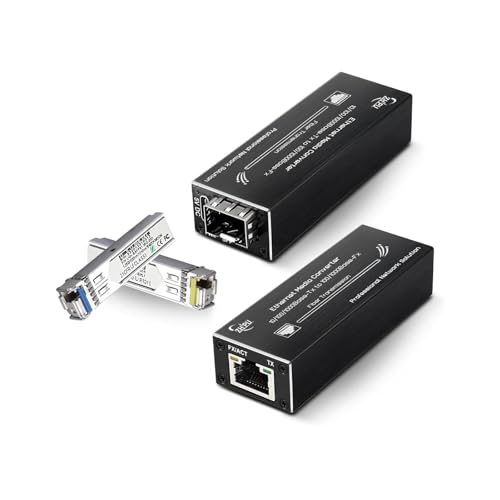 Mxtgifar Mini Gigabit Fiber Media Converter Pair 10/100/1000Mbps with Matched SFP Module Pair (SM Single Fiber 1310nm/1550nm 20km), USB Type-C 5V Power Input, for CCTV/IP Cameras - Image 1