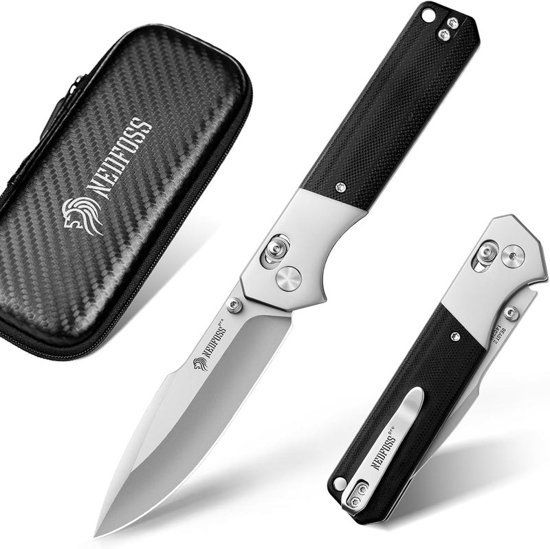 NedFoss BEAST Pocket Knife, 3.48" 14C28N Steel Blade Axis Lock Knife with Reversible Deep-Carry Pocket Clip, G10 Handle, Lightweight EDC Knife Camping Gifts for Men Women - Image 1