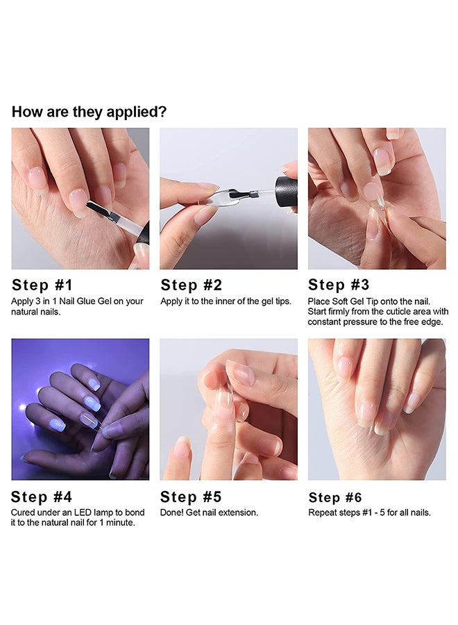 brunson False Nail Tips Soft Gel Extension Soak Off 550 Pieces BTMSCC500 - Image 4