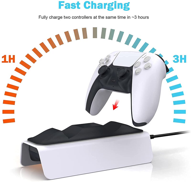 New World Upgraded for PS5 Controller Charger, for PlayStation 5 Controller Charging Station with LED Indicator, High Speed, Fast Charging Dock for PS5 Controller, White - Image 5