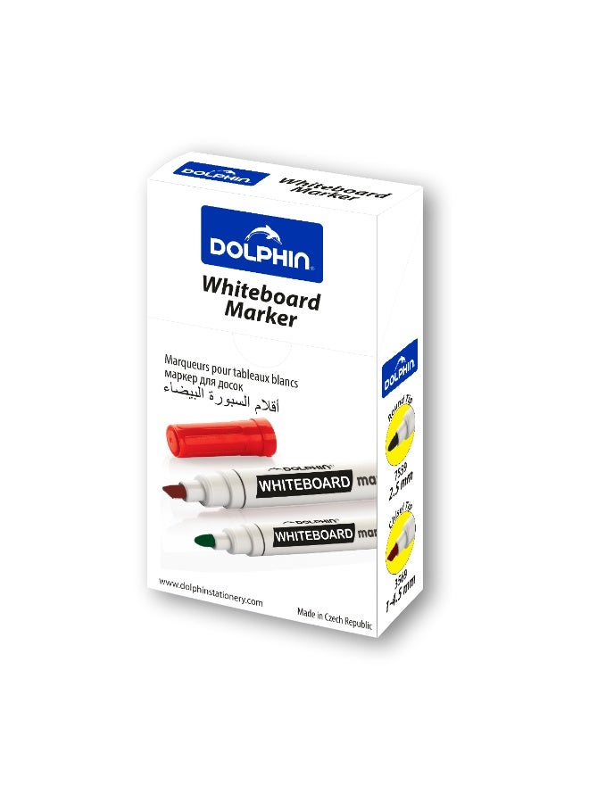 Dolphin Premium Whiteboard Marker Blue Ink 5 mm Chisel Tip, Pack of 10 - Image 2