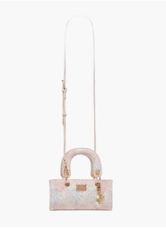 Flora Bella By Shoexpress Printed Crossbody Bag with Detachable Strap and Charm Detail  - Image 2
