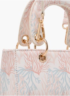 Flora Bella By Shoexpress Printed Crossbody Bag with Detachable Strap and Charm Detail  - Image 5