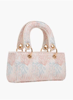 Flora Bella By Shoexpress Printed Crossbody Bag with Detachable Strap and Charm Detail  - Image 3