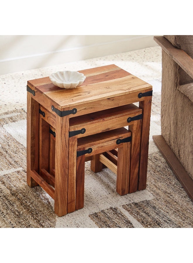 Home Box طاولة هالو من الخشب الصلب - مجموعة من 3 طاولات - Image 3