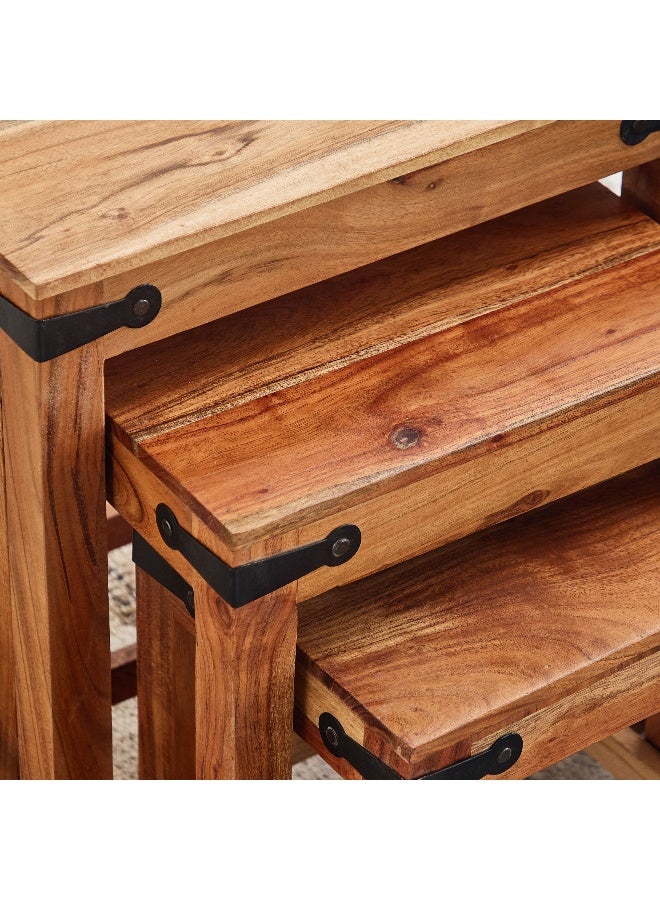 Home Box طاولة هالو من الخشب الصلب - مجموعة من 3 طاولات - Image 4