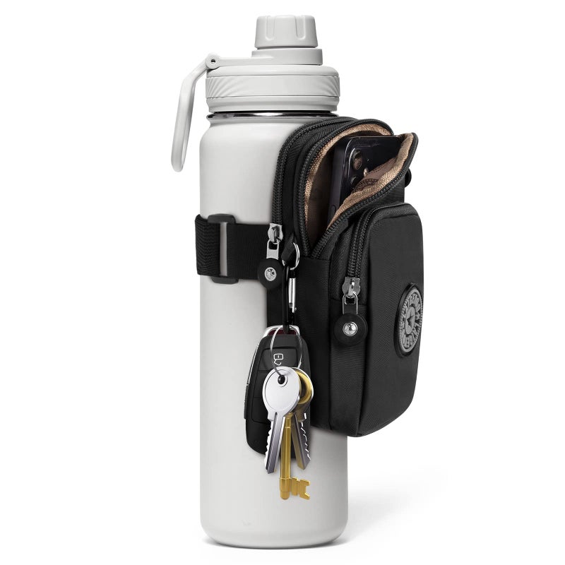 Bottle Pouch Gym Water Caddy With Phone Holder  Water Bottle Sleeve Bag With Pocket For Cards  Keys  Wallet  Gym Bottle Accessories For Men Women - Image 1