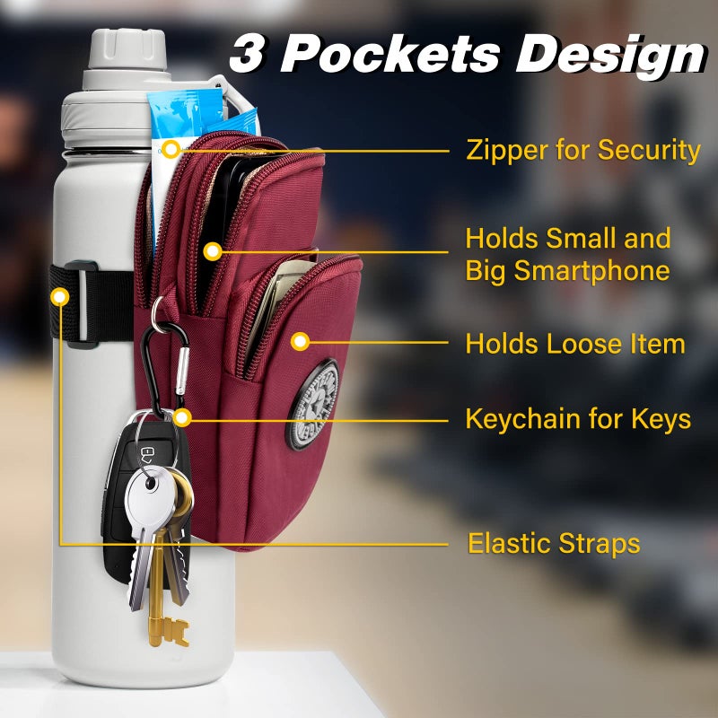 Bottle Pouch Gym Water Caddy With Phone Holder  Water Bottle Sleeve Bag With Pocket For Cards  Keys  Wallet  Gym Bottle Accessories For Men Women - Image 2