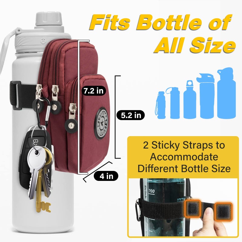 Bottle Pouch Gym Water Caddy With Phone Holder  Water Bottle Sleeve Bag With Pocket For Cards  Keys  Wallet  Gym Bottle Accessories For Men Women - Image 4