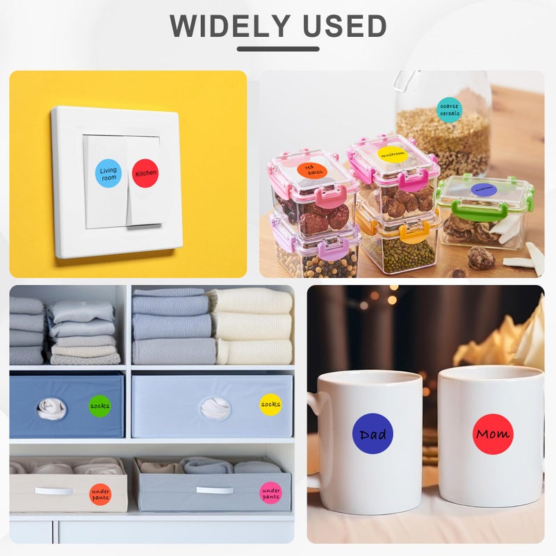 Hoewina 3000Pcs Colored Dot Stickers  1"" Label Sticker Round Color Coding Labels Circle Dots Labels Circle Stickers For Office Classroom Family(Etc - 6 Colors  500 Labels/Roll) - Image 4