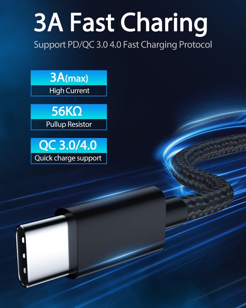 [2Pack-10Ft] كابل شحن USB-C متوافق مع كيندل فاير 10 الجيل التاسع والعاشر 2019 2020 2021، ولوح HD 8 و8Plus وHD 10 بوصة، وإصدار الأطفال، كابل شحن سريع للوحي الجديدة بالكامل - Image 4