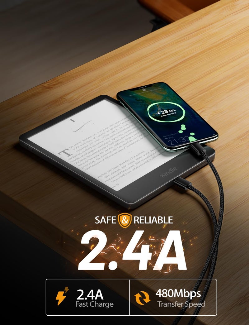 [2Pack-10Ft] كابل شحن USB-C متوافق مع كيندل فاير 10 الجيل التاسع والعاشر 2019 2020 2021، ولوح HD 8 و8Plus وHD 10 بوصة، وإصدار الأطفال، كابل شحن سريع للوحي الجديدة بالكامل - Image 3