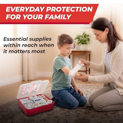 M2 BASICS 350 Piece First Aid Kit, Wall Mount Hard Case with Dual Layer Compartments for Workplace, Office, Warehouse, Home, Car - Image 5