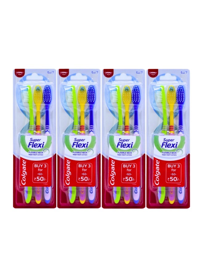 Colgate Super Flexi Toothbrush 3's X Pack of 4Pcs