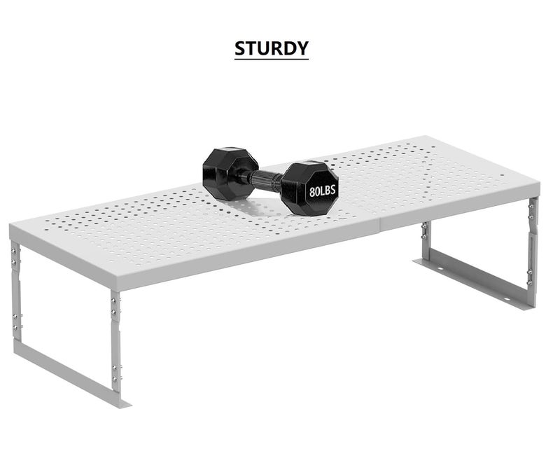 Asiingkel Stackable Expandable Metal Shelf Organizer - Adjustable Wire Storage Rack with Holes for Kitchen, Bathroom, Cabinet, Office - Space Saving, Durable & Sturdy Design（1PACK/Large/White - Image 4