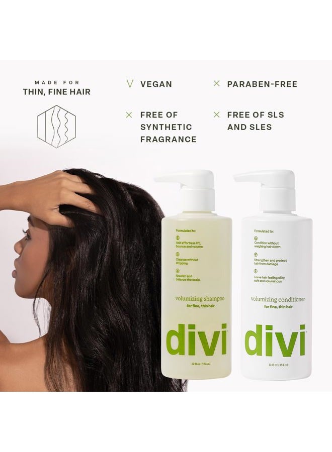Divi Volumizing Shampoo and Conditioner Set for Women and Men - Lightweight Hair Care Duo for Fine and Thinning Hair - Adds Volume, Lift, and Bounce - Strengthens and Nourishes Hair, 2 x 12 Fl Oz - Image 2