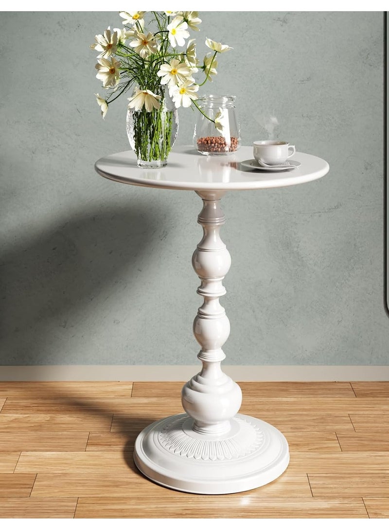 DubaiGallery Vintage Metal End Table, Off-White Round Side Table Nightstand for Bedside or Sofa, Accent Table Decorative Small Space Living Room Bedroom Patio, Small Bar Pub Table - Image 2