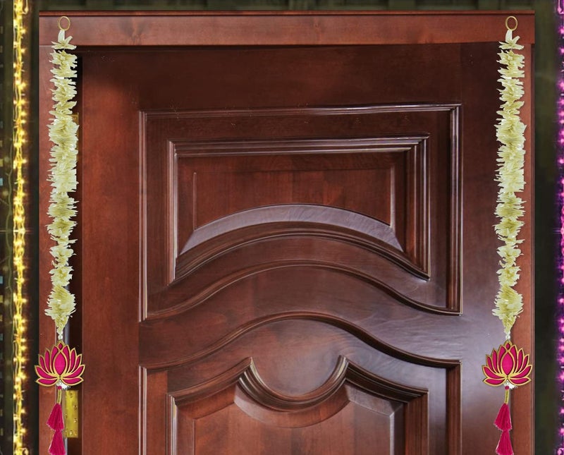 BENAVJI Outdoor Living Handmade MDF Wood Lotus Mogra Wall Hangings for Temple, Home, Diwali, Weddings, Stage, Mandap & Festive Decorations Artificial Flowers 2.5 Feet Pack of 7 - Image 3
