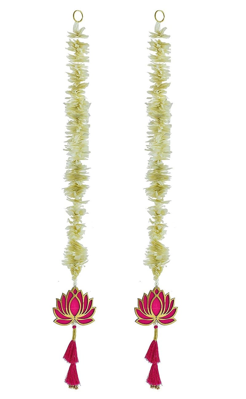 BENAVJI Outdoor Living Handmade MDF Wood Lotus Mogra Wall Hangings for Temple, Home, Diwali, Weddings, Stage, Mandap & Festive Decorations Artificial Flowers 2.5 Feet Pack of 7 - Image 4