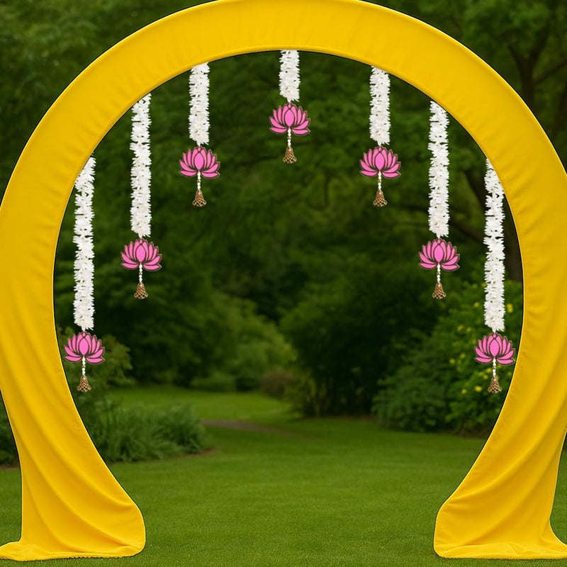 BENAVJI Outdoor Living Handmade MDF Wood Lotus Mogra Wall Hangings for Temple, Home, Diwali, Weddings, Stage, Mandap & Festive Decorations Artificial Flowers 2.5 Feet Pack of 7 - Image 5