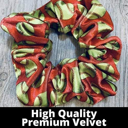 Infinity Collection Softball Scrunchie, Softball Hair Accessories, Girls Softball Premium Velvet Scrunchie, Gift for Softball Player and Softball Teams (Red) - Image 3