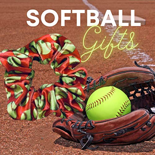Infinity Collection Softball Scrunchie, Softball Hair Accessories, Girls Softball Premium Velvet Scrunchie, Gift for Softball Player and Softball Teams (Red) - Image 2