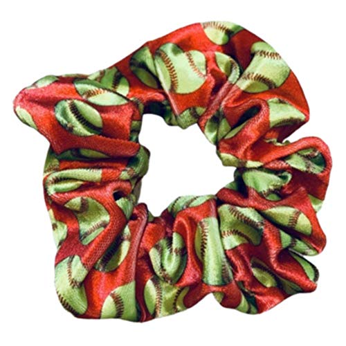 Infinity Collection Softball Scrunchie, Softball Hair Accessories, Girls Softball Premium Velvet Scrunchie, Gift for Softball Player and Softball Teams (Red) - Image 1