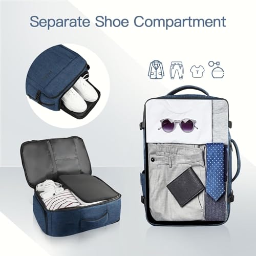 Gieury 55L Extra Large Travel Backpack for Men & Women, 60L Expandable Big Capacity For Airplanes, Travel Gifts for Men Women, Carry On Backpack Fits 18.4 Inch Laptop, Luggage Suitcase Daypack Bag, Blue - Image 2