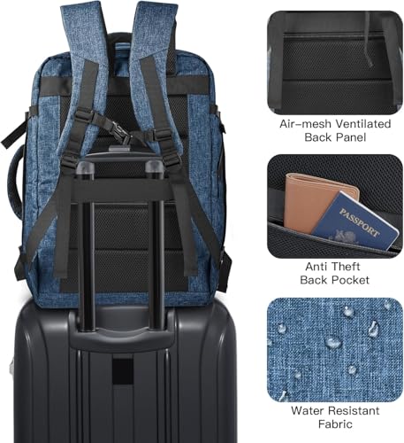 Gieury 55L Extra Large Travel Backpack for Men & Women, 60L Expandable Big Capacity For Airplanes, Travel Gifts for Men Women, Carry On Backpack Fits 18.4 Inch Laptop, Luggage Suitcase Daypack Bag, Blue - Image 5