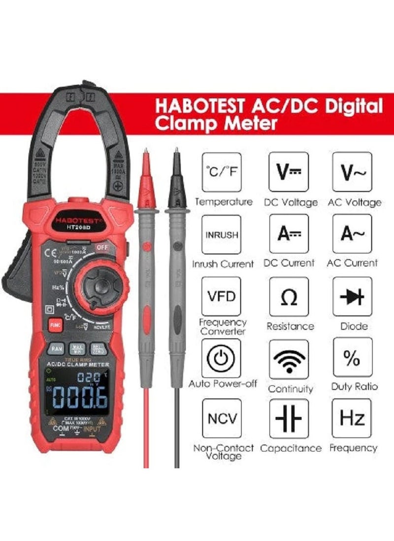 HABOTEST - HABOTEST HT208D 1000A AC/DC Digital Clamp Meter - Image 1