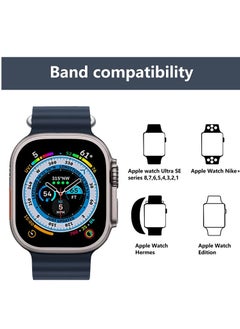 Generic for Apple Watch Band Strap 42mm 44mm 45mm 49mm Ocean Soft Silicone Wristband Sport Replacement Bands with Stainless Steel Buckle for iWatch Ultra Series 8 7 SE 6 5 4 3 2 1（Midnight Black）  - Image 2