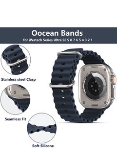 Generic for Apple Watch Band Strap 42mm 44mm 45mm 49mm Ocean Soft Silicone Wristband Sport Replacement Bands with Stainless Steel Buckle for iWatch Ultra Series 8 7 SE 6 5 4 3 2 1（Midnight Black）  - Image 3