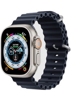 for Apple Watch Band Strap 42mm 44mm 45mm 49mm Ocean Soft Silicone Wristband Sport Replacement Bands with Stainless Steel Buckle for iWatch Ultra Series 8 7 SE 6 5 4 3 2 1（Midnight Black）