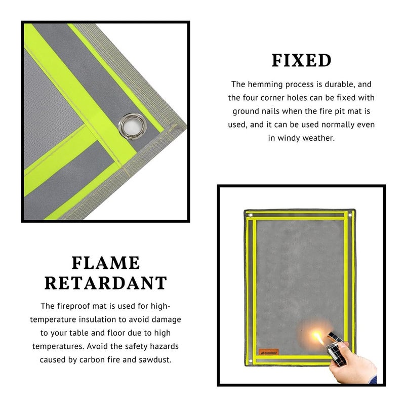 SoloWilder Wood Stove Mat 32" x 20" Fire Pit Grill Mat for Tent Stove Deck Patio Grass Lawn Campsite Insulation Protection - Image 3
