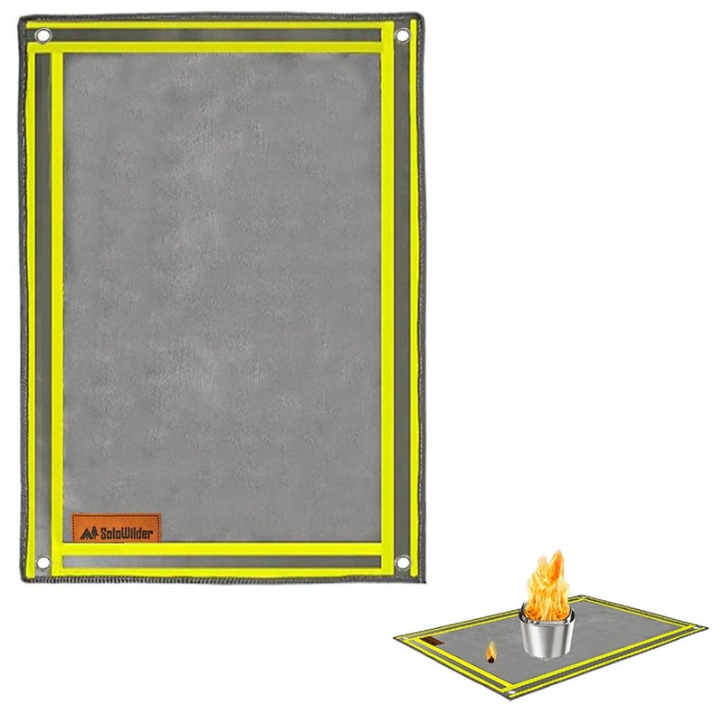SoloWilder Wood Stove Mat 32" x 20" Fire Pit Grill Mat for Tent Stove Deck Patio Grass Lawn Campsite Insulation Protection - Image 1